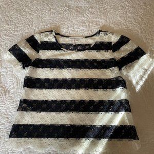 bcbgeberation lace black and white stripe shirt